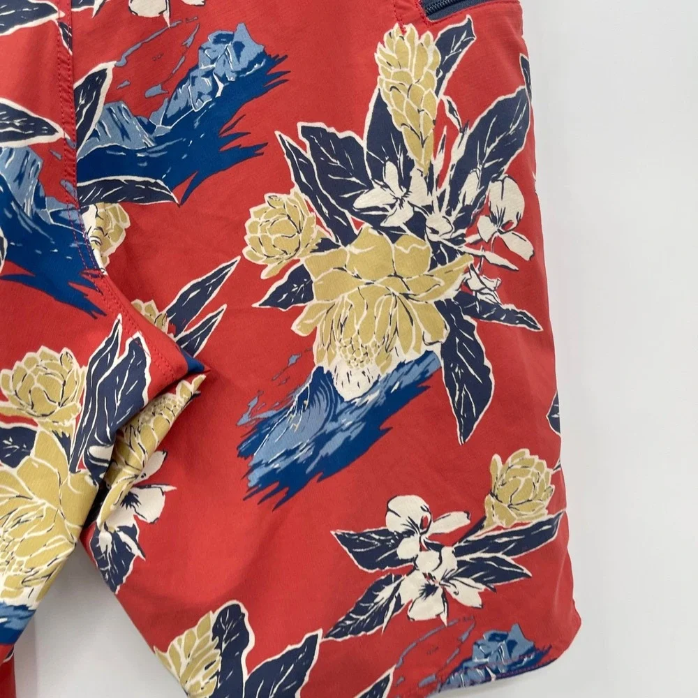 Patagonia Mens‎ Floral Swim Trunks Shorts Size 30 Red Blue Drawstring